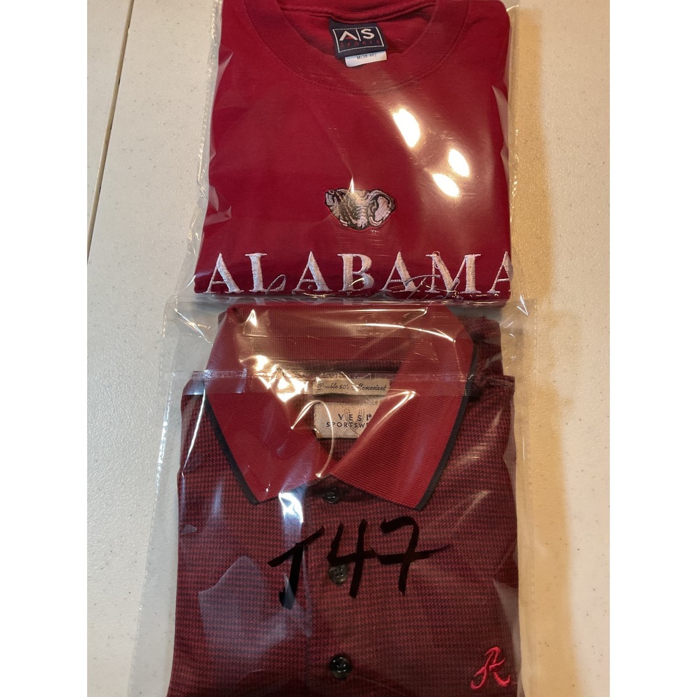 2 Shirts 1 Vesi Sportswear Alabama Crimson Tide Polo Med Crimson Houndstooth